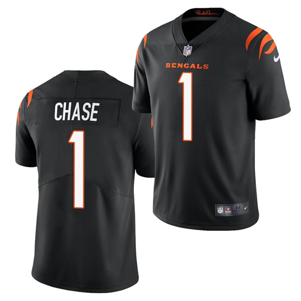 Men's Cincinnati Bengals #1 Ja'Marr Chase Black NFL 2021 Draft Vapor Untouchable Limited Stitched Jersey